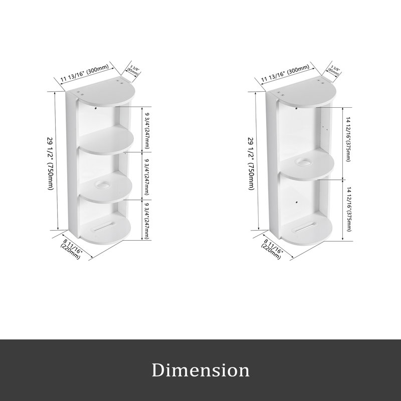 Support de rangement mural 12 po pour salle de bain, Blanc