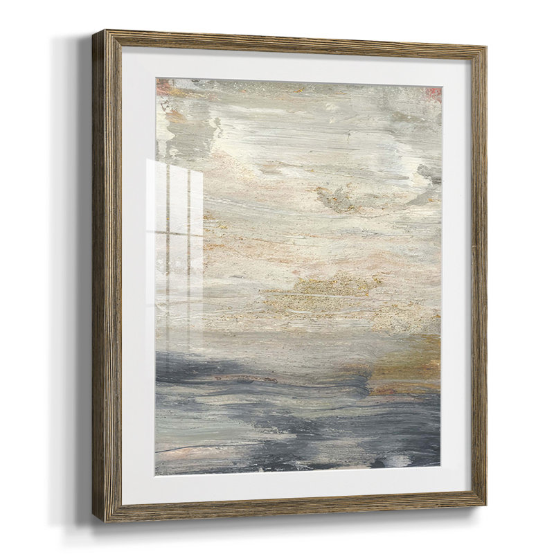 Serein I, reproduction d'art encadrée, Blanc, Papier avec cadre noyer