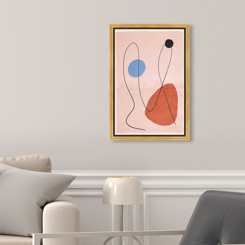 Conneting Color Points Canvas Abstract Print by Oliver Gal, Black Frame, 10 x 15, 16"H x 11"W, Gold Frame