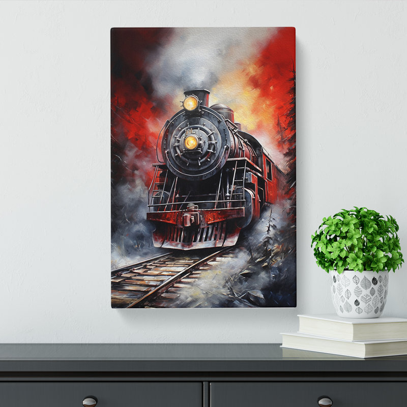 Steam Train Hard Edge - No Frame Print, 60cm H x 40cm W x 3cm D