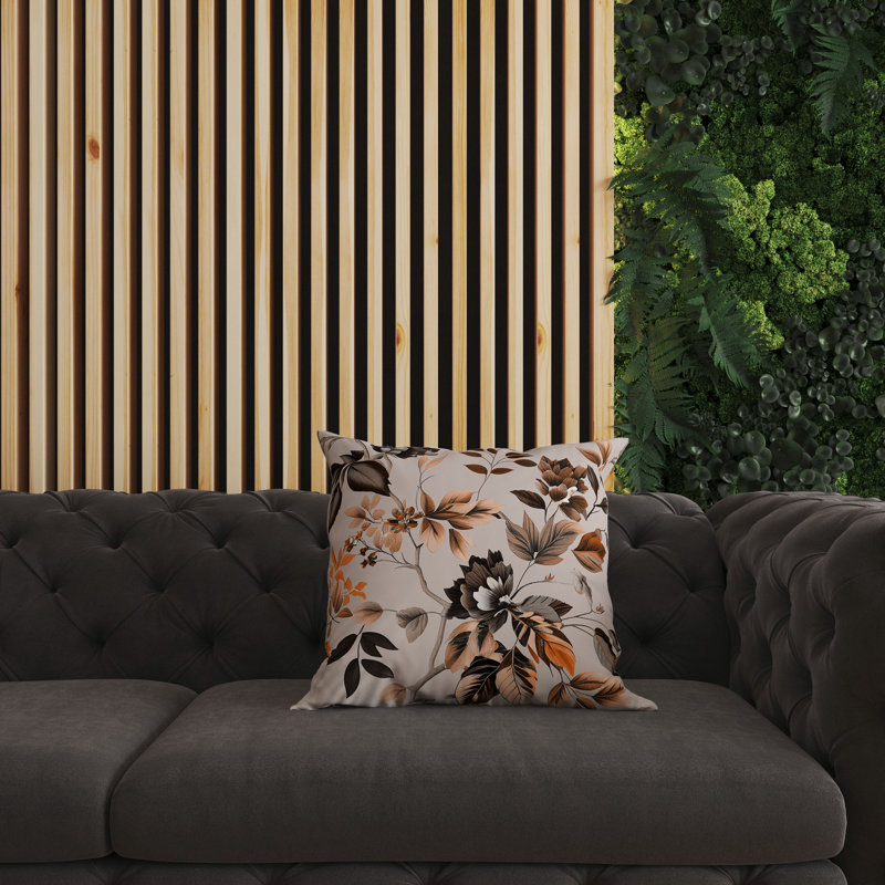 Coussin décoratif intérieur / extérieur Majestic Gardens, H 26 po x l 26 po, Brun / rose / orange floral