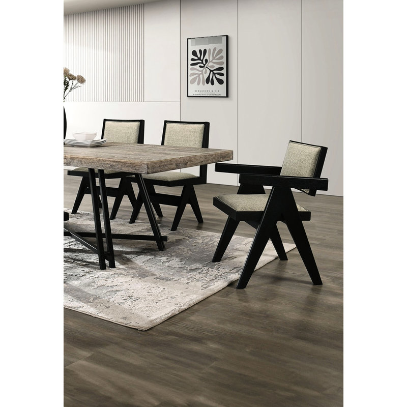 2 chaises contemporaines avec accoudoirs de salle à manger, noir avec siège gris, 2 chaises avec revêtement en tissu d'ameublement, 2, élégance