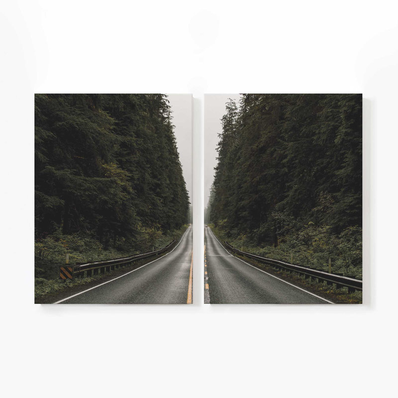 Route forestière | Impression sur toile 2 panneaux, H 36 po x l 54 po