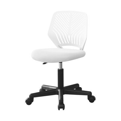 Fauteuil de bureau pivotant Jei, sans accoudoirs, hauteur réglable, blanc noir
