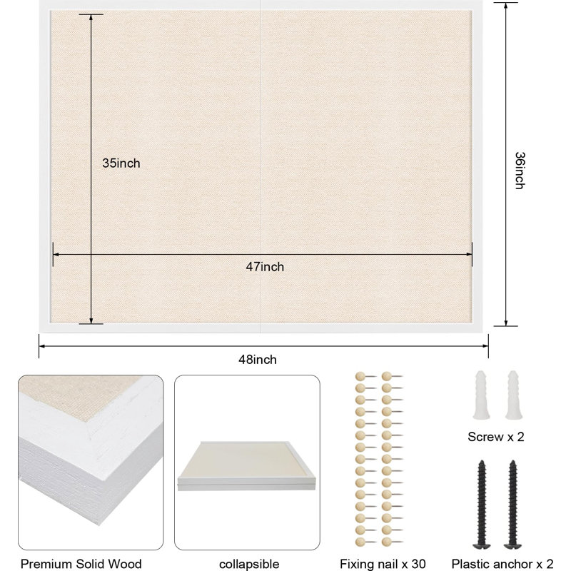 Solid Wood Corkboard / Bulletin Board