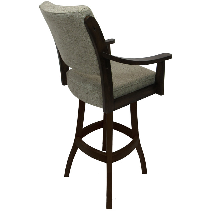 Tabouret de bar pivotant en bois massif de 30 po, Brown, Beige, Bar Stool (34” Seat Height)