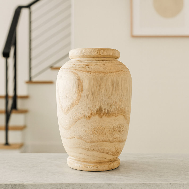 Vase en bois fabriqué à la main 10 "- Décoration en bois naturel pour table, tablette ou vestibule | Rustic Farmhouse Home Decor