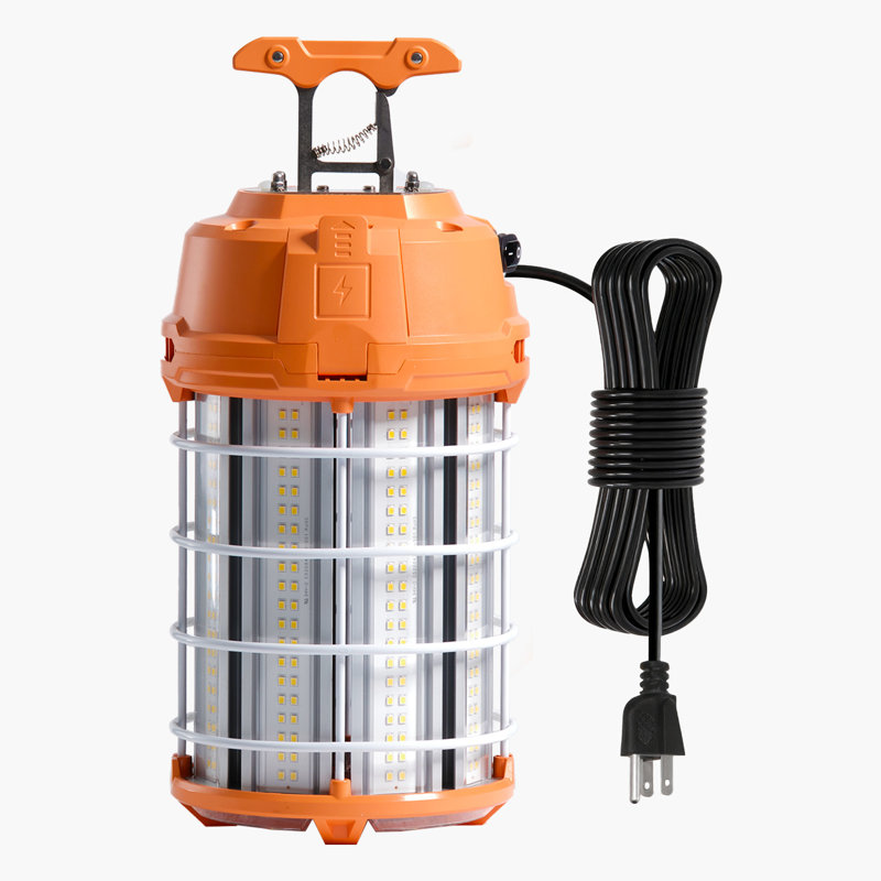 Lampe de travail à DEL temporaire, 150 W, 19 000 lm, 5 000 K durable et résistante à l'eau, pouvant être reliée jusqu'à 6 unités, éclairage de plafond ou de travail sur pied pour chantiers de construction, ateliers, utilisation intérieure et extérieure