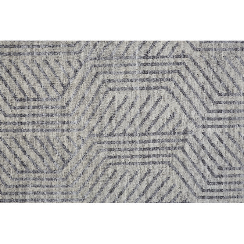 Vivien Hand Knotted Wool Geometric Area Rug, Rectangle 10' x 14'
