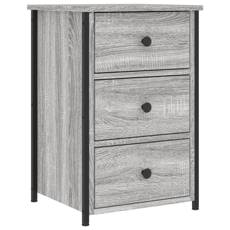 Caulkins 40cm W Iron Bedside Table, Grey Sonoma, Set of 2