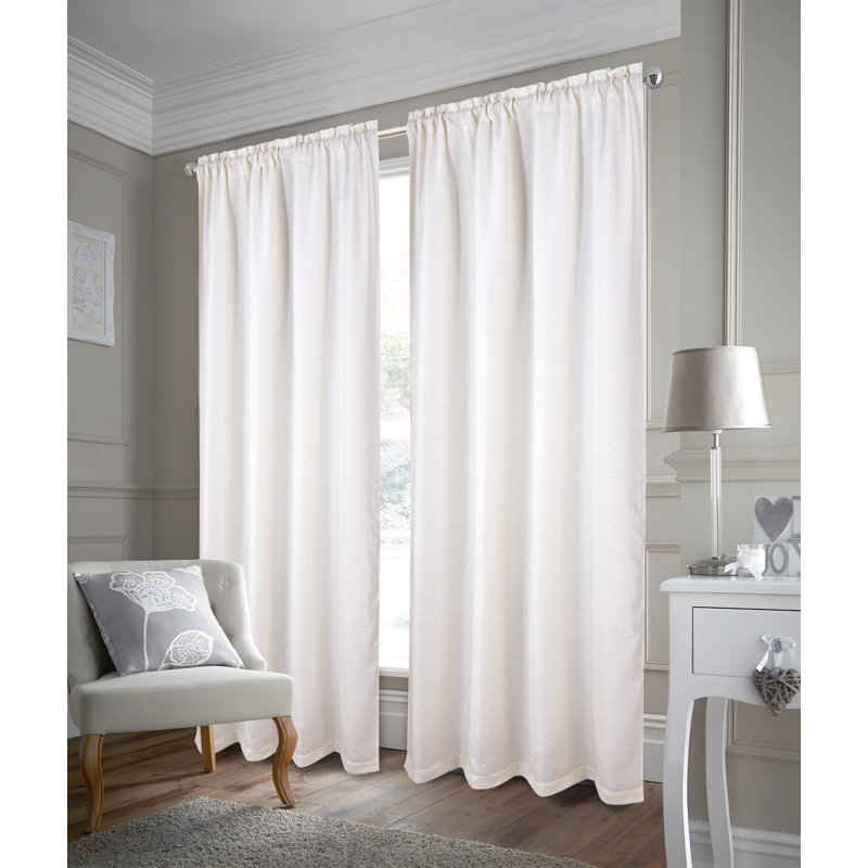 Rideau isolant à rayures tissées Marion, Blanc, 37 po x 84 po, 2
