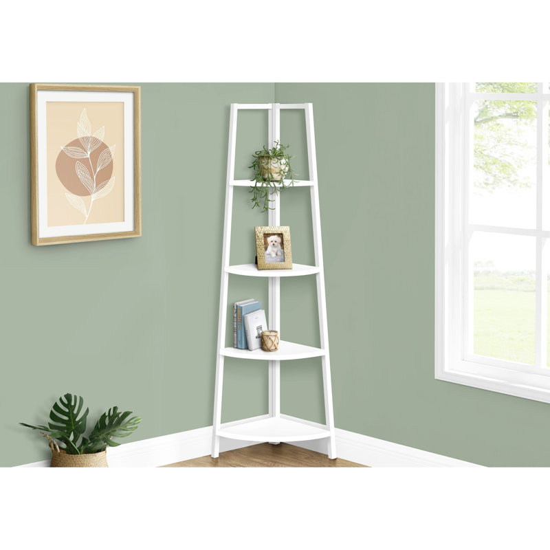 Bibliothèque blanche en stratifié pour chambre à coucher, couloir - Améliore l'espace de coin, l'utilisation et le rangement