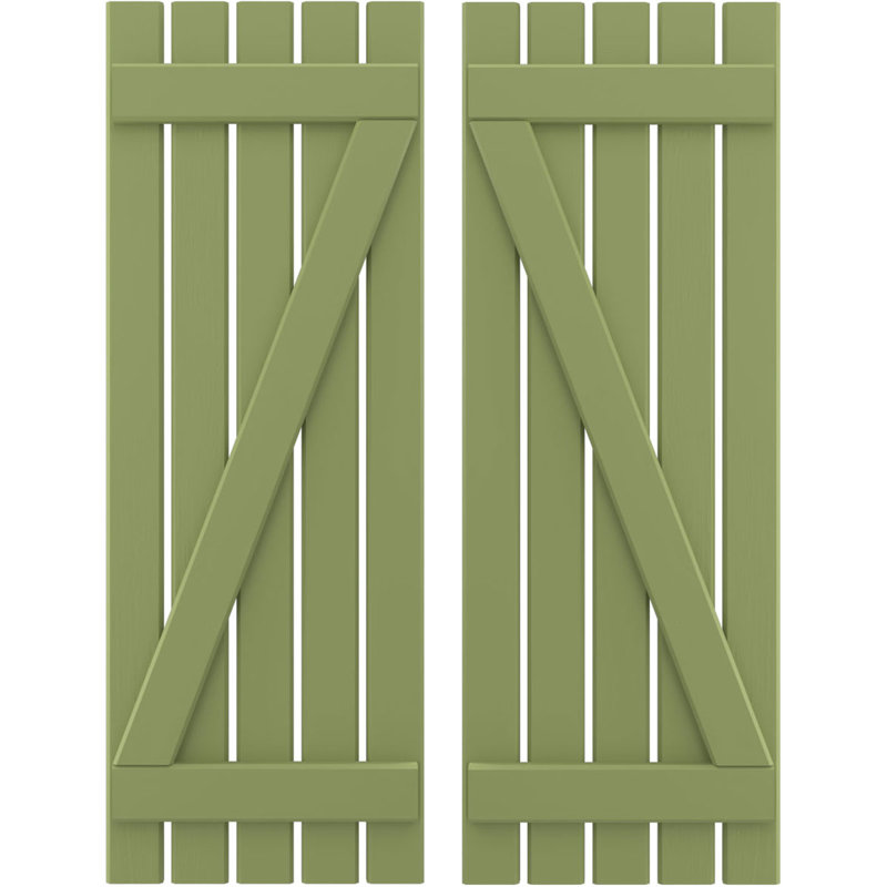 Volets de planche-n-lattes avec barre en Z (par paire) Americraft (2 lattes), Vert mousse, 19 1/2", 49"