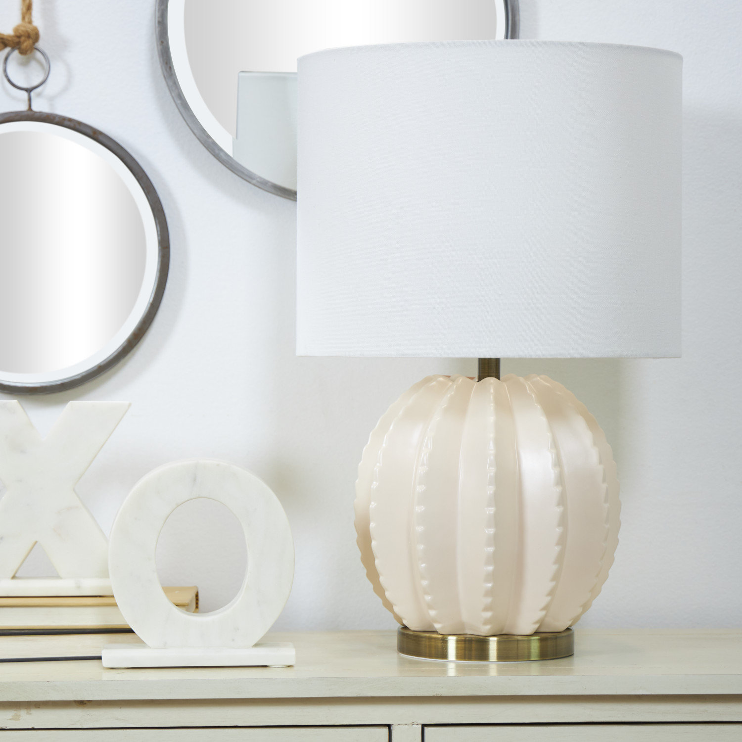 CosmoLiving by Cosmopolitan Gold/Cream Table Lamp | Wayfair