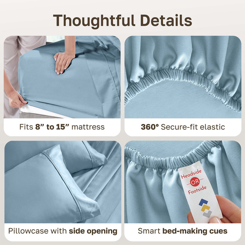 Ensemble de 2 ensembles de draps California, Twin XL (Pack of 2), Sky Blue