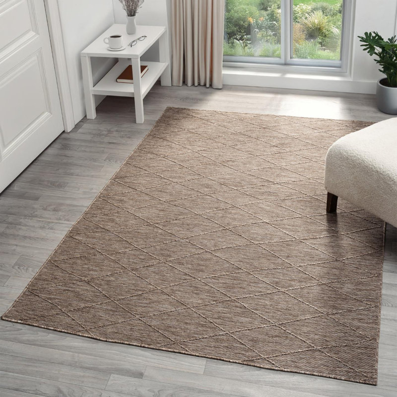 Tapis extérieur moderne à motif géométrique, tapis lavable antidérapant, Rectangulaire 8 pi x 10 pi