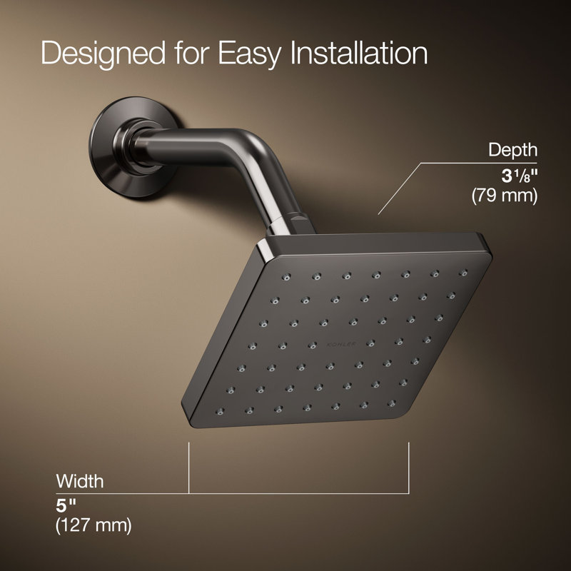 Parallel Single-Function Square Showerhead, Shower Head with One Spray, 2.5 GPM, Vibrant Titanium