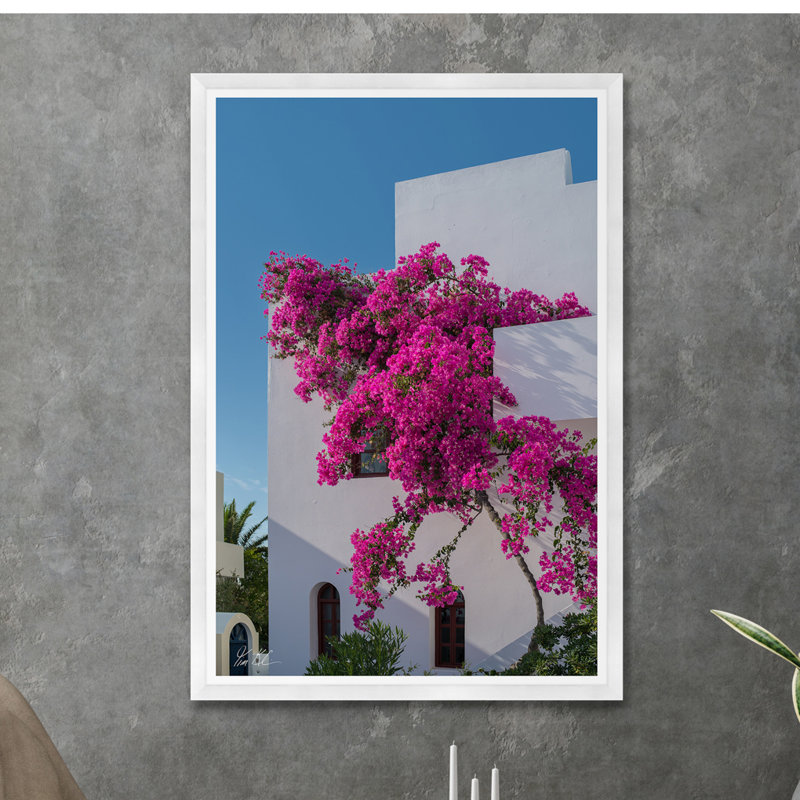Bougainvillée grimpante I, Cadre blanc, H 42 po x l 29 po x P 1,5 po