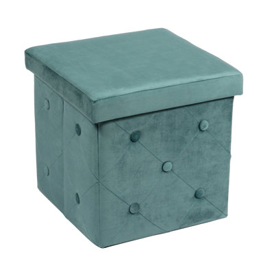Farview 38cm Wide Velvet Square Plain Foldable Ottoman Ottoman with Storage