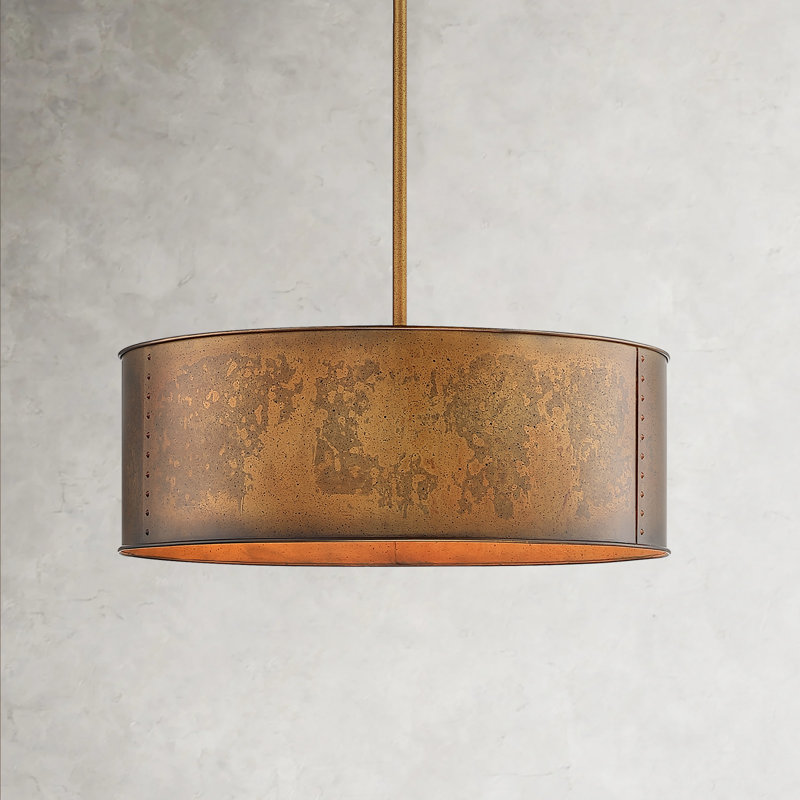 Ouellet 4 - Light Dimmable Drum Chandelier, Antique Bronze