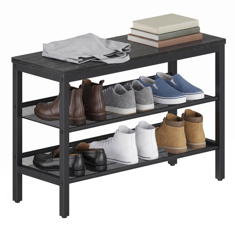 Ladarious 9 Pair Shoe Storage Bench, black