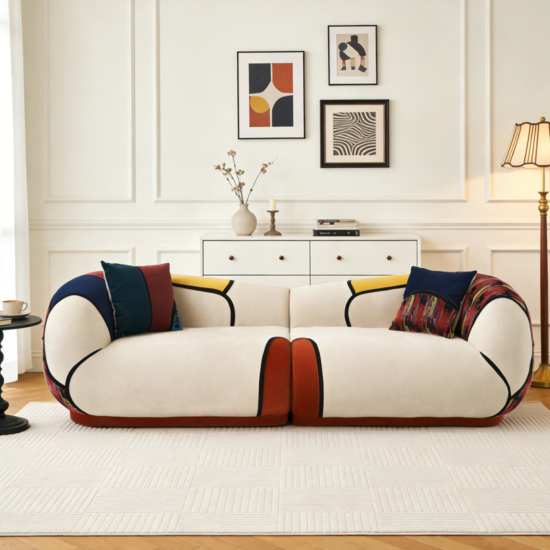 Canapé incurvé moderne Boneless de 104 po, canapé en chenille surdimensionné pour le salon, canapé Cloud avec canapé sans os, canapé modulaire modulaire avec siège profond, deux coussins de style bohémien, aucun assemblage requis