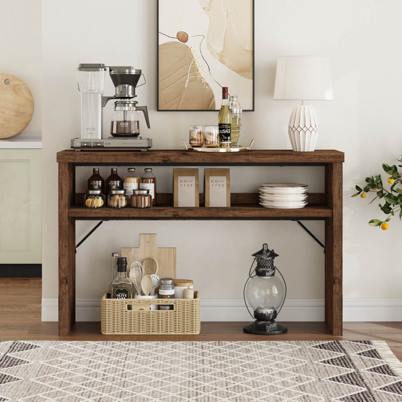Console à 2 niveaux 47,36 po Aust avec rangement ouvert, canapé en bois pour le salon, l'entrée et le couloir Aust