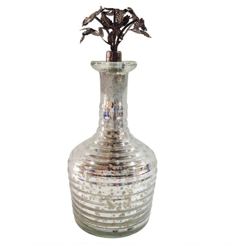 Décoration de bouteille de parfum rétro, 11 pouces, argent antique