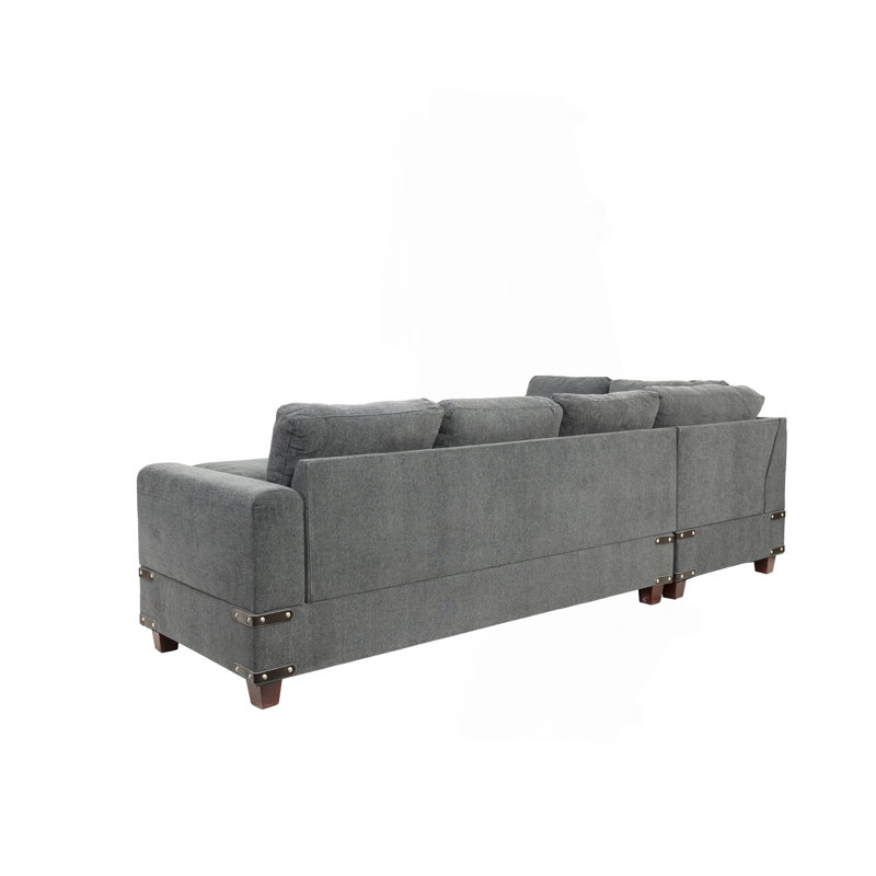 Canapé modulaire réversible en tissu 3 pièces, Gris chenille