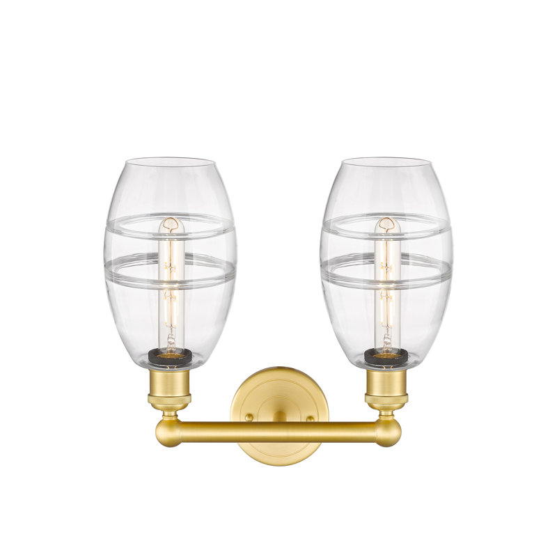 Éclairage pour meuble-lavabo à 2 lumières Kusham, Or satiné, Transparent