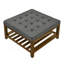 Grande table basse avec repose-pieds carré en lin capitonné avec tablette et cadre en bois de hêtre, repose-pieds surdimensionné pour le salon, gris foncé-1601878319