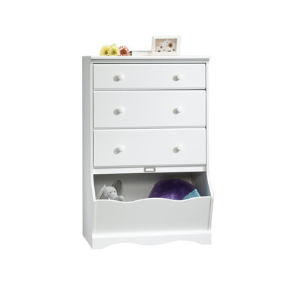 Wood 3-Drawer Chest With Lift-Top Hidden Storage, White