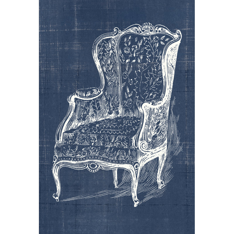 Antique Chair Blueprint III - Wrapped Canvas Painting, 76cm H x 51cm W x 3.8cm D