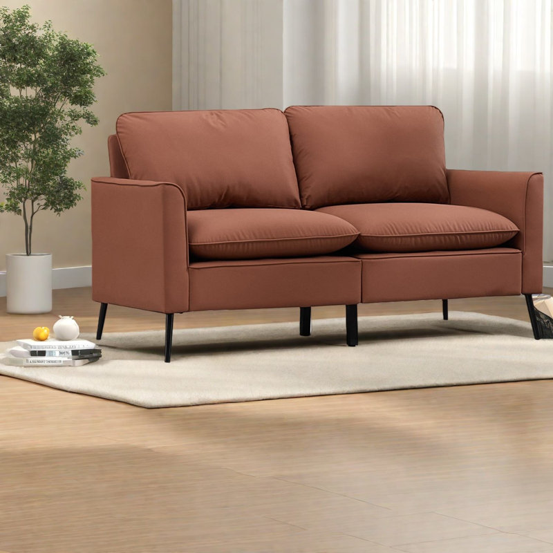 Comfortable Leather Sofas 55.9 Inch Modern Compact Loveseat For Home