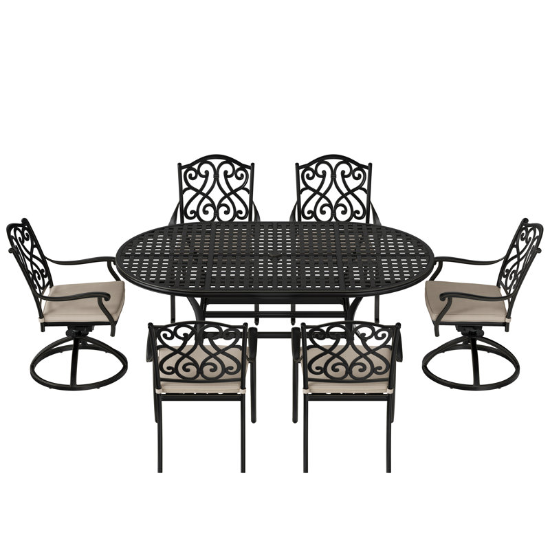 6 - Person Patio Dining Set with Oval Table , Cushions Included