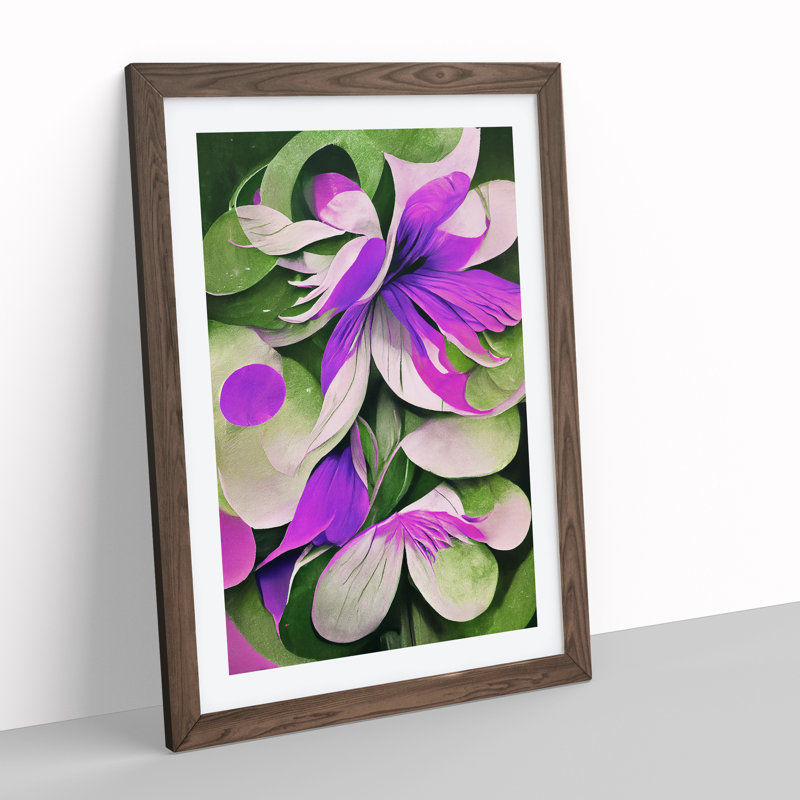 Abstract Flower Art No.2 - Framed Print, 64cm H x 46cm W, Brown