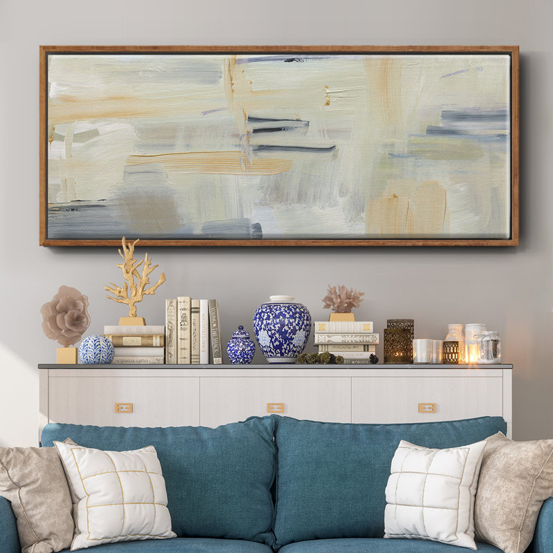 Gray andGold Abstract- Framed Canvas