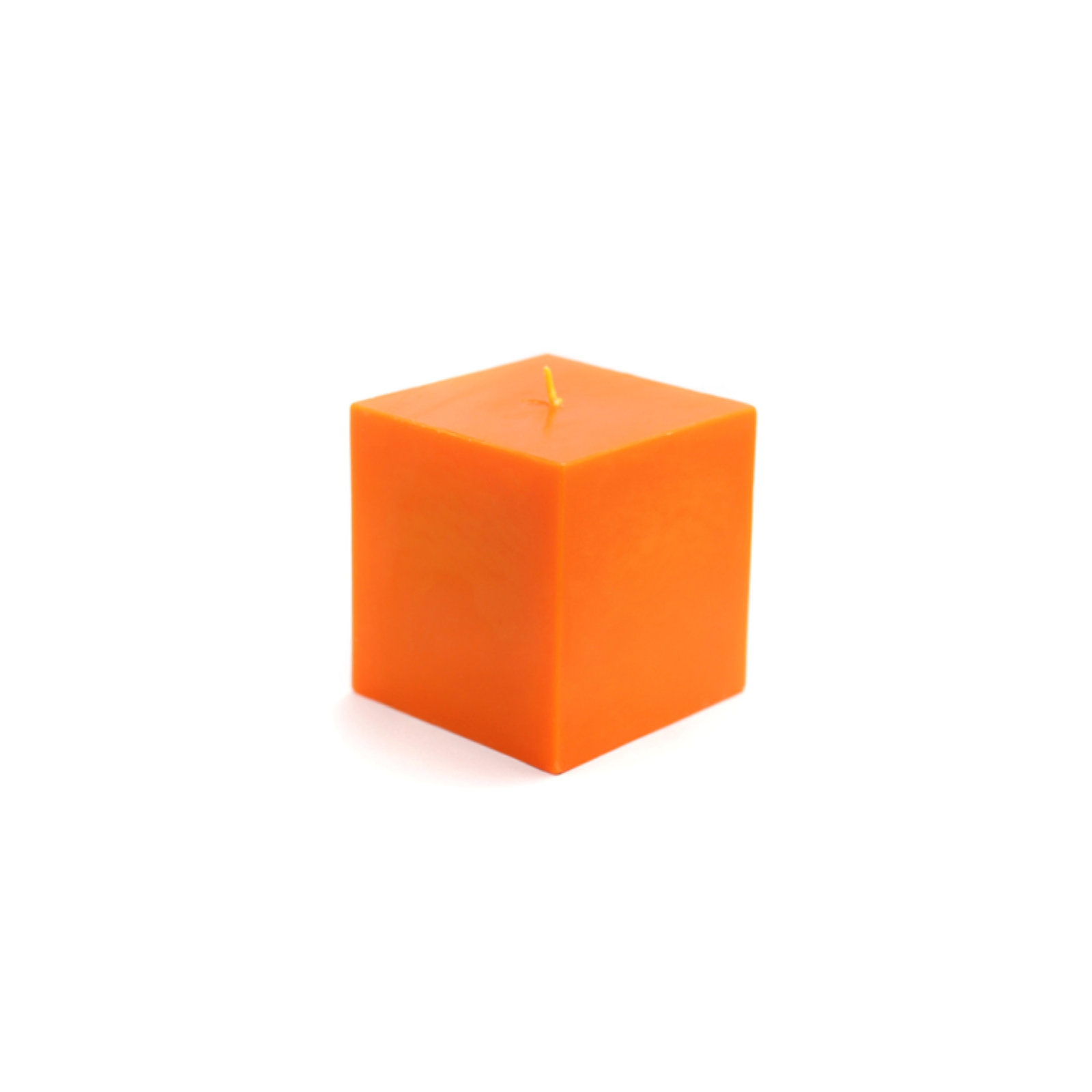 Square Pillar Candle, 3" H x 3" W x 3" D, Orange, Set of 12