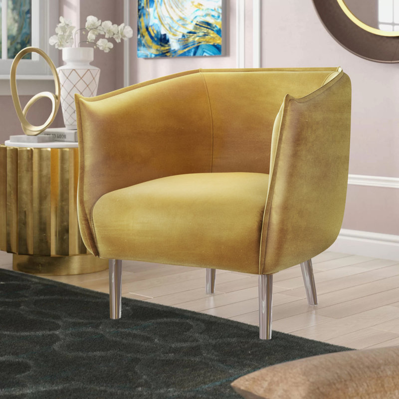 Fauteuil demi-tonneau de 30 po Remus, Velours doré