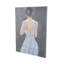 Toile, femme, salon, art mural encadré avec robe en tissu bleu 3D et bijoux dorés
