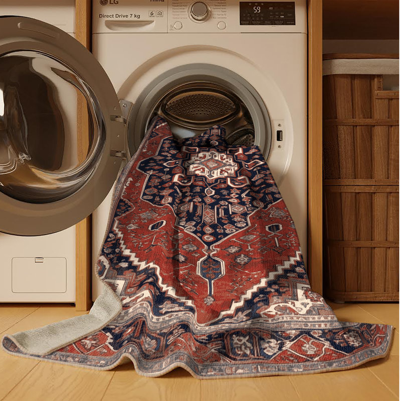 Tapis brun lavable à la machine, Carré 8 pi