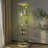 Modern Glass Display Cabinet with LED Lights, Quick-Assembly, Tempered Glass, 1-Door 4-Shelf, White