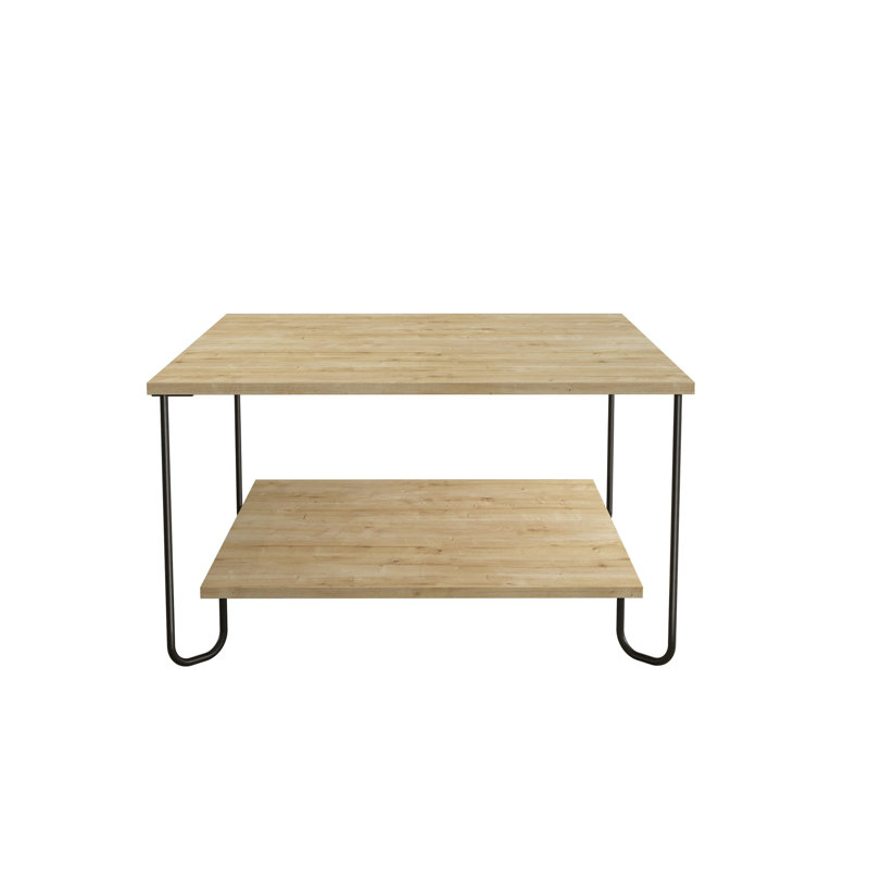 Table basse 4 pieds Marvin - Table basse rectangulaire moderne avec tablette inférieure Marvin, Chêne