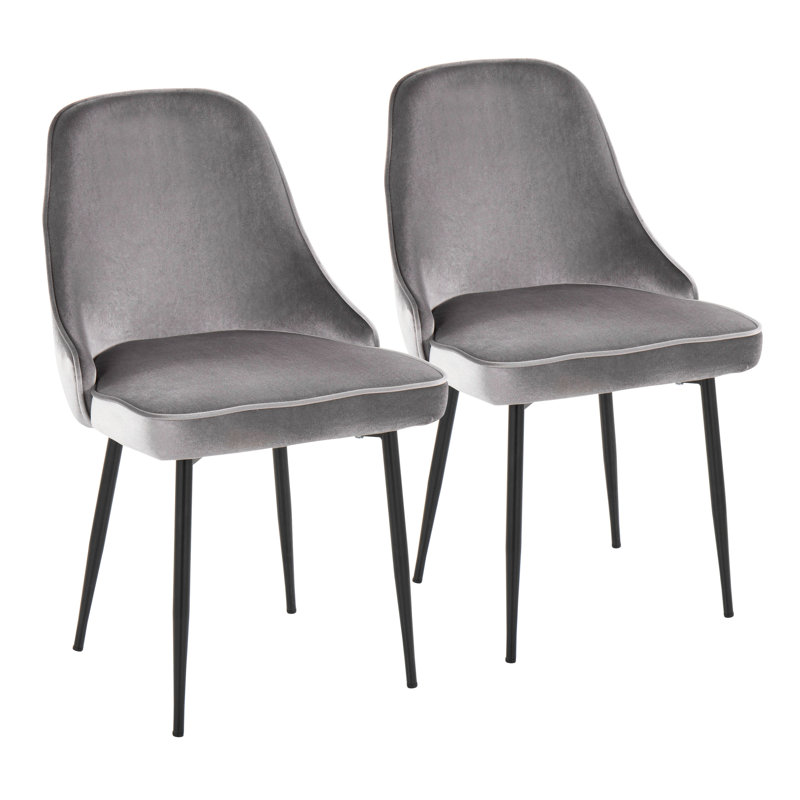 Stanca 20'' H Velvet Upholstered Side Chair, Blue, Black