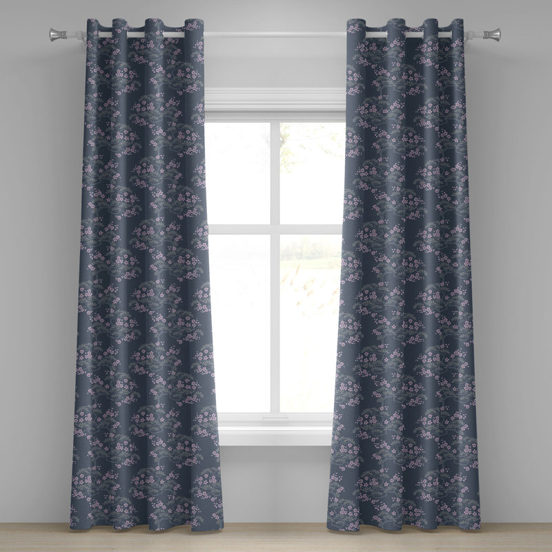 Rideau décoratif à 2 panneaux avec œillets East Urban Home, 50 po, sauge bleu gris, L 50 po x L 108 po