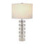 Lampe de table élégante en cristal cylindrique empilé pour salon - Lampe de chevet ou de bureau moderne pour chambre - 71 cm, cristal transparent et blanc
