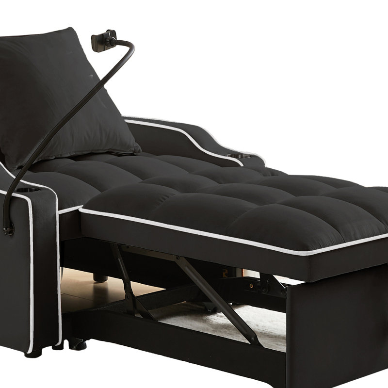 Fauteuil convertible convertible, Black/White Velvet