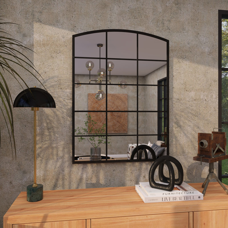 Miroir mural Haider, Rectangle, Noir mat, 30 po x 40 po