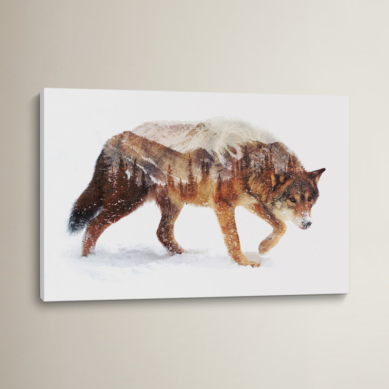 « arctique loup », impression, H 24 po x l 32 po x P 1 po, Papier encadré noir