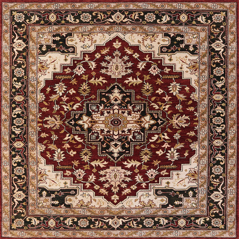 Tapis oriental rouge / beige Hagler, Carré 8 pi